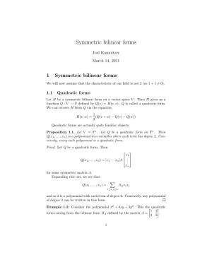 Notes on Symmetric Bilinear Forms
