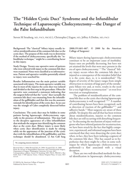 The “Hidden Cystic Duct” Syndrome and the Infundibular Technique of Laparoscopic Cholecystectomy—The Danger of the False Infundibulum