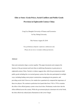 Grain Prices, Social Conflicts and Public Goods Provision In