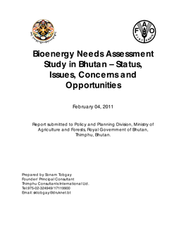 Bioenergy Needs Assessment Study in Bhutan