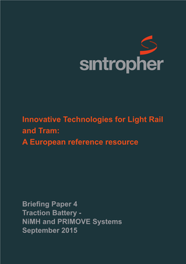 Innovative Technologies for Light Rail and Tram: a European Reference Resource
