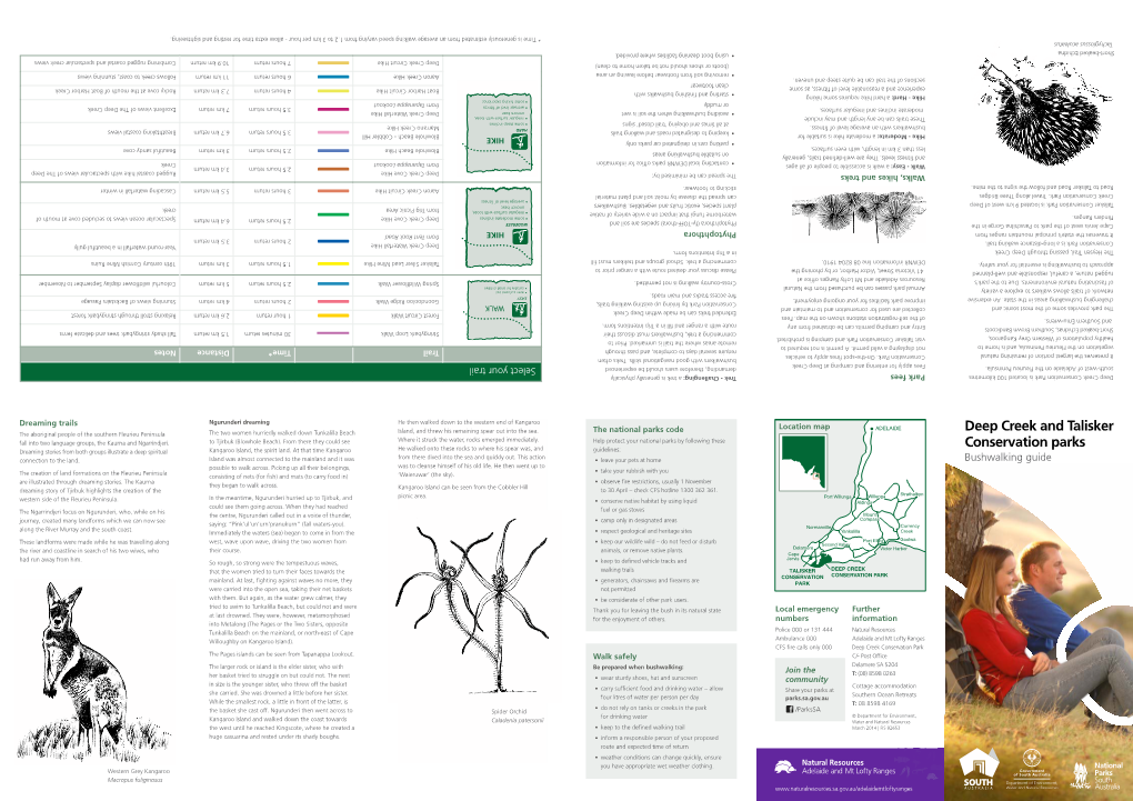 Bushwalking in Deep Creek and Talisker Conservation Parks