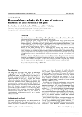 Hormonal Changes During the First Year of Oestrogen Treatment In