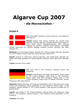 Algarve Cup 2007 - Die Mannschaften