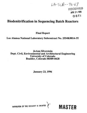 Biodenitrification in Sequencing Batch Reactors