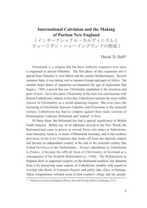 International Calvinism and the Making of Puritan New England ( インターナショナル・カルヴィニズムと ピューリタン・ニューイングランドの形成 )