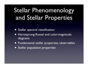 Stellar Phenomenology and Stellar Properties