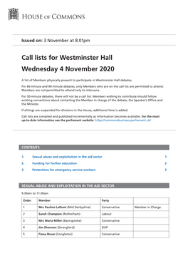 View Call Lists: Westminster Hall PDF File 0.05 MB