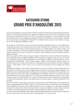 Katsuhiro Otomo Grand Prix D’Angoulême 2015