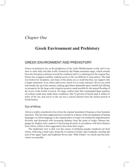 Chapter One Greek Environment and Prehistory