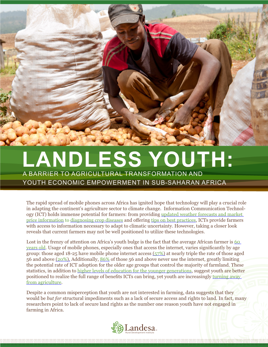 Landless Youth: a Barrier to Agricultural Transformation and Youth Economic Empowerment in Sub-Saharan Africa