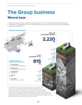 The Group Business Mineral Base the Group Business Mineral Base