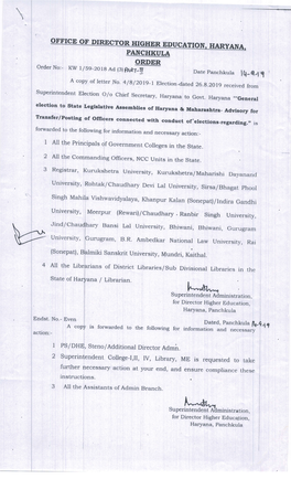 L^*At-'R Ii Superintendent Administration, L for Director Higher Education, Ii Haryana, Panchkula I