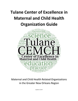 Tulane Center of Excellence in Maternal and Child Health Organization Guide