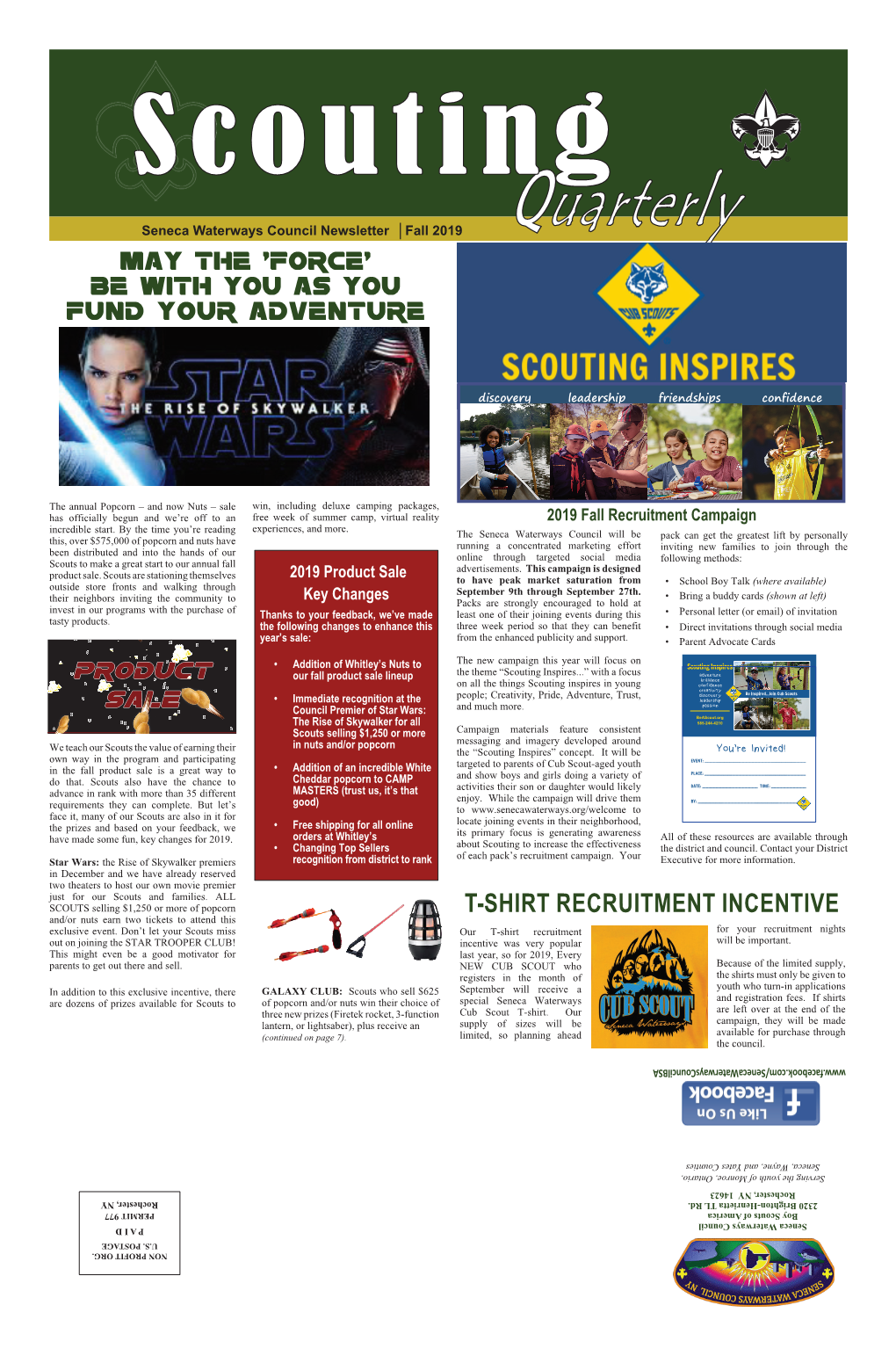 Quarterly Is the Official Newsletter of Seneca Waterways Council, Boy Scouts of America