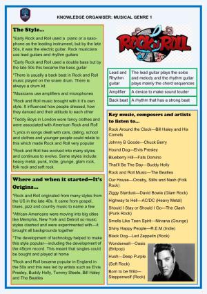 Click Here to View the Rock and Roll Knowledge Organiser