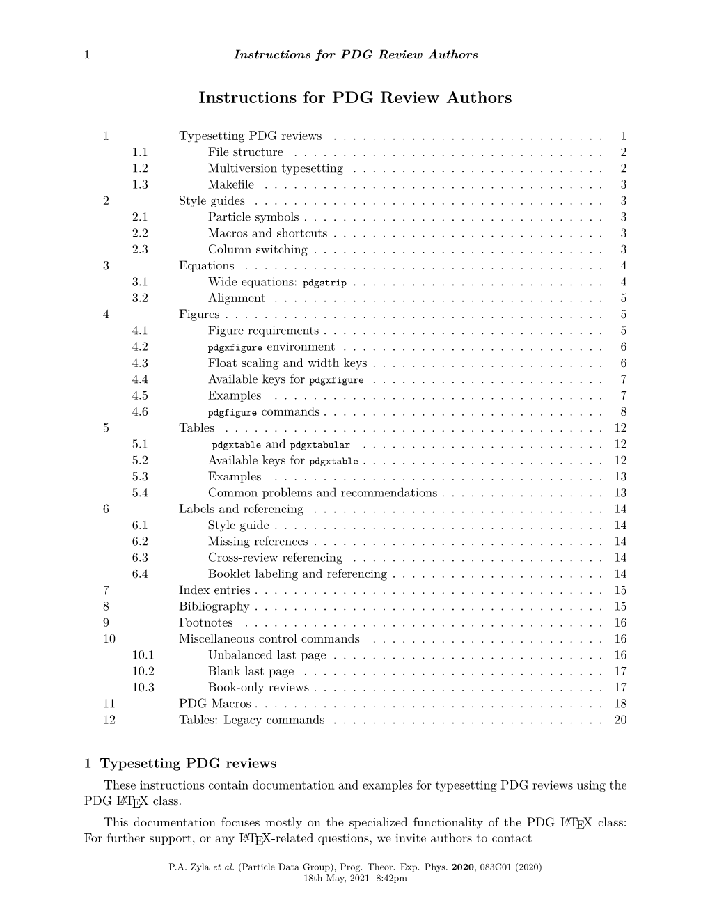 Instructions for PDG Review Authors