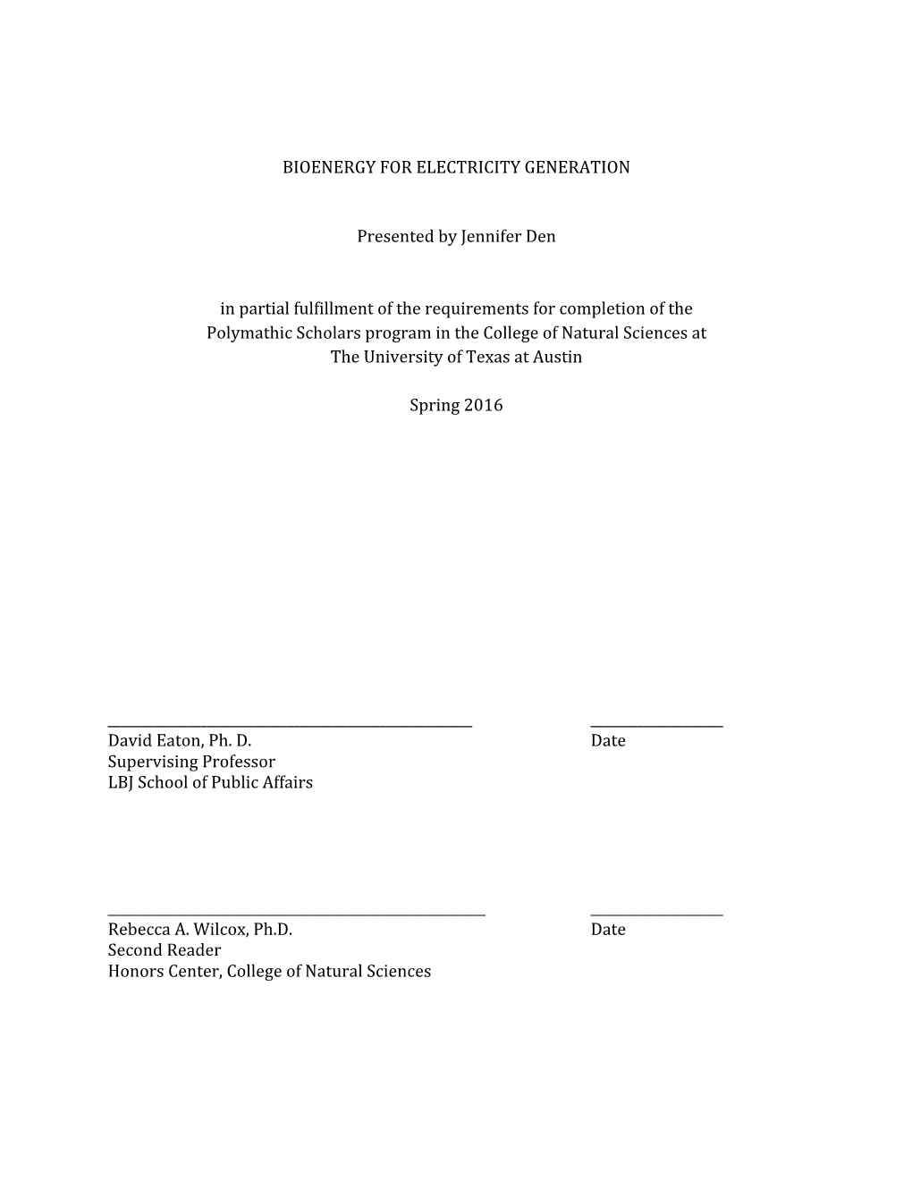 Bioenergy for Electricity Generation