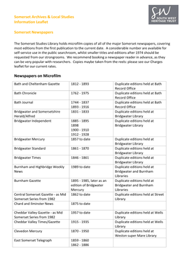 Somerset Archives & Local Studies