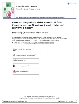 Chemical Composition of the Essential Oil from the Aerial Parts of Ononis Reclinata L