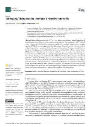 Emerging Therapies in Immune Thrombocytopenia