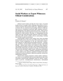 Social Workers As Expert Witnesses: Ethical Considerations by Frederic G
