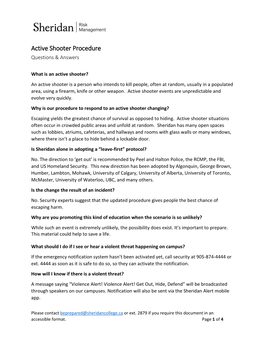 Active Shooter Questions and Answers