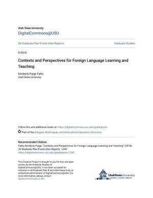 Contexts and Perspectives for Foreign Language Learning and Teaching