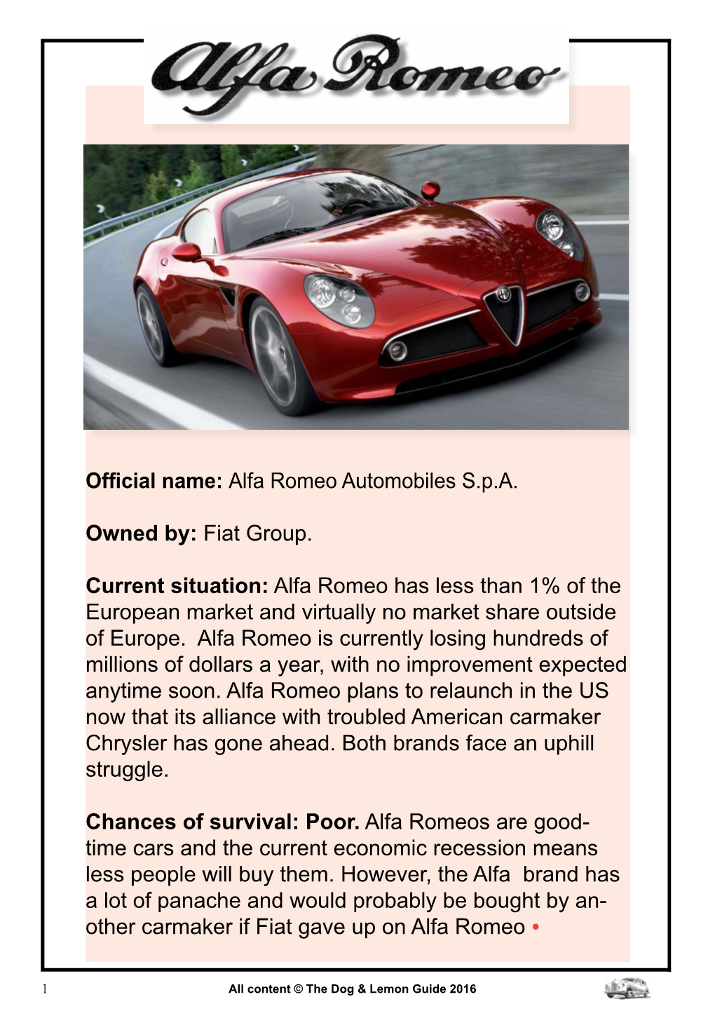 Alfa Romeo Automobiles S.P.A