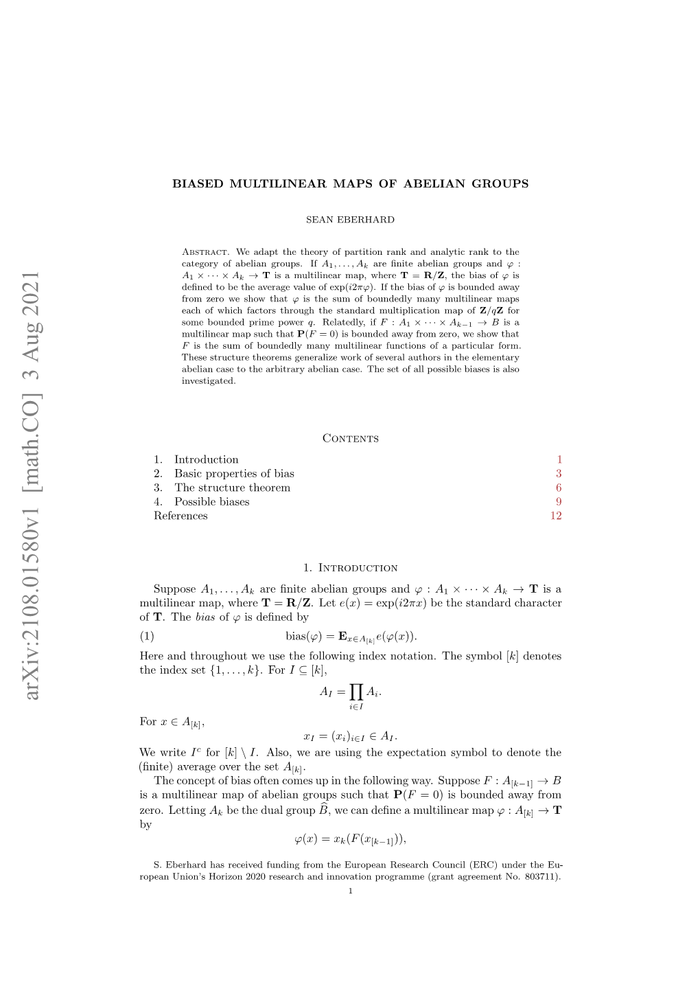 Biased Multilinear Maps of Abelian Groups