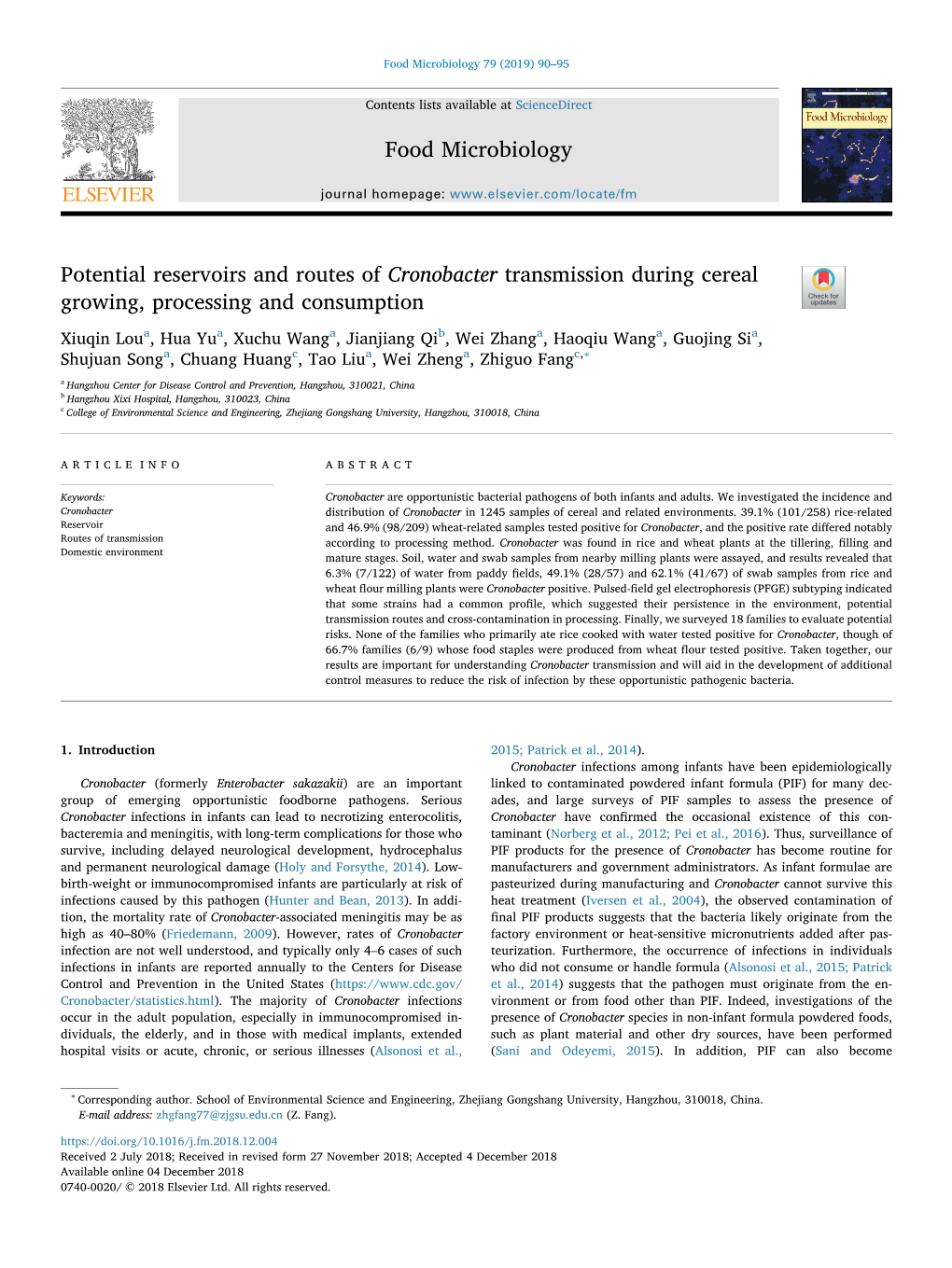 Food Microbiology 79 (2019) 90–95