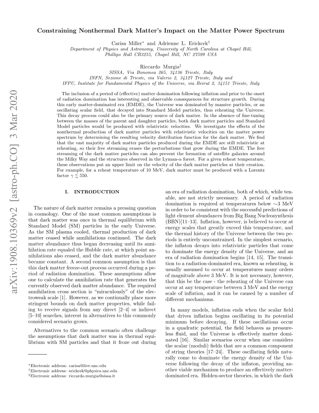 Constraining Nonthermal Dark Matter's Impact on the Matter Power