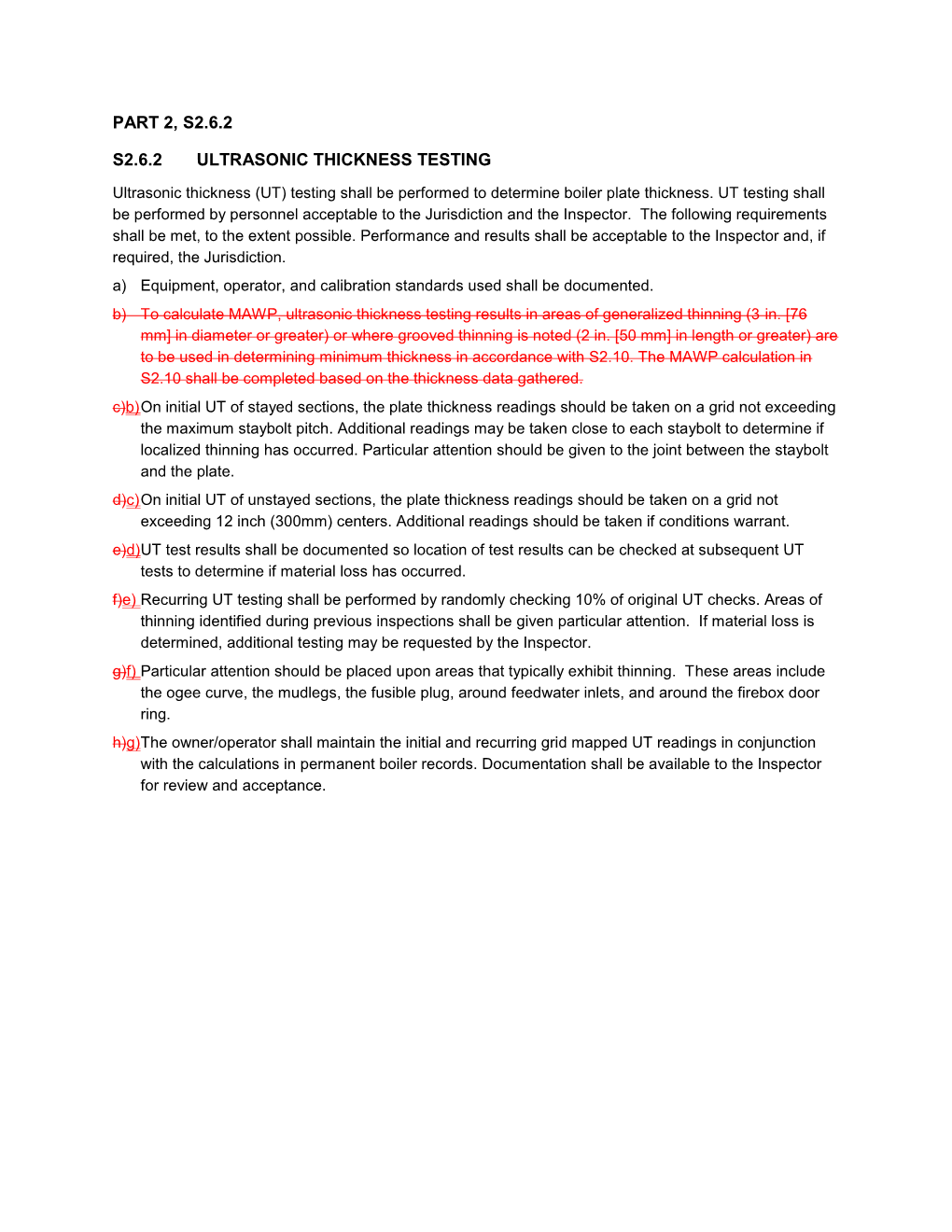 Part 2, S2.6.2 S2.6.2 Ultrasonic Thickness Testing