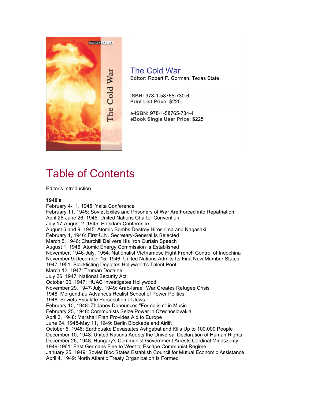 Table of Contents