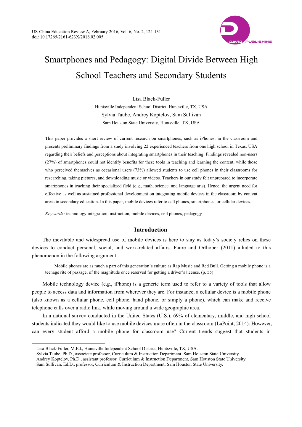 Smartphones and Pedagogy: Digital Divide Between High School Teachers and Secondary Students