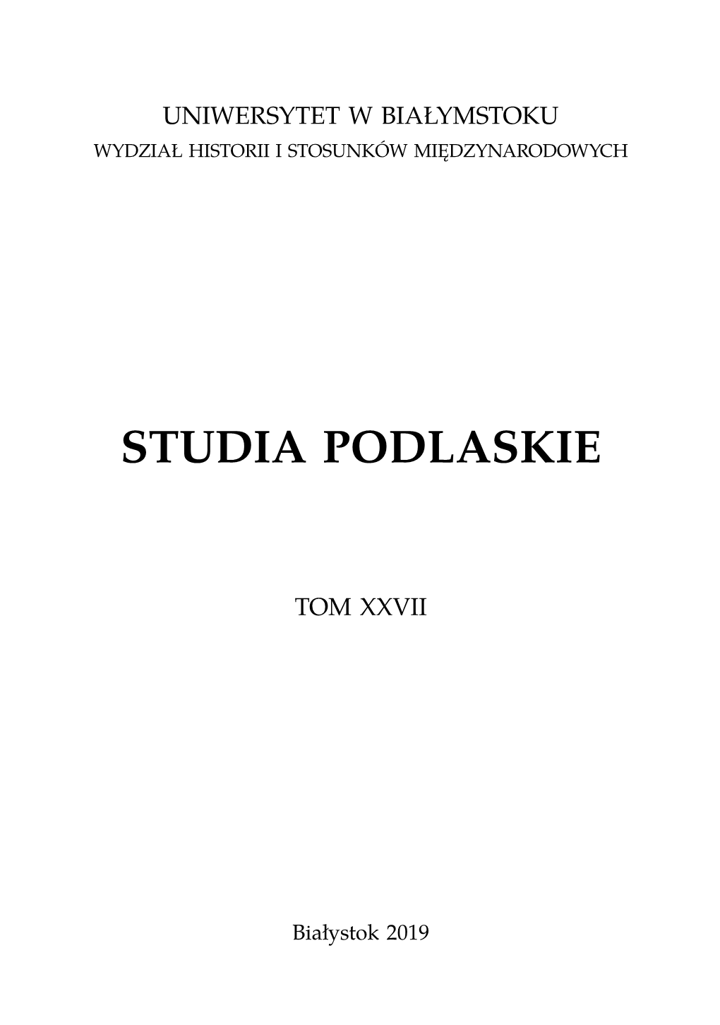 Studia Podlaskie