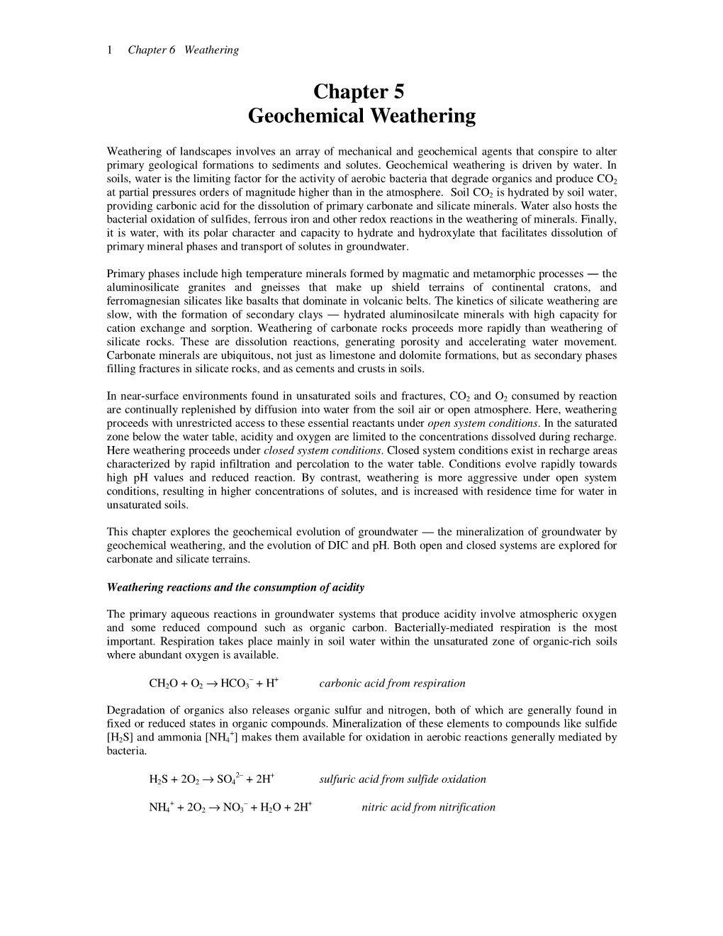 Chapter 5 Geochemical Weathering