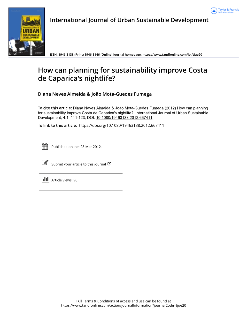 How Can Planning for Sustainability Improve Costa De Caparica's Nightlife?