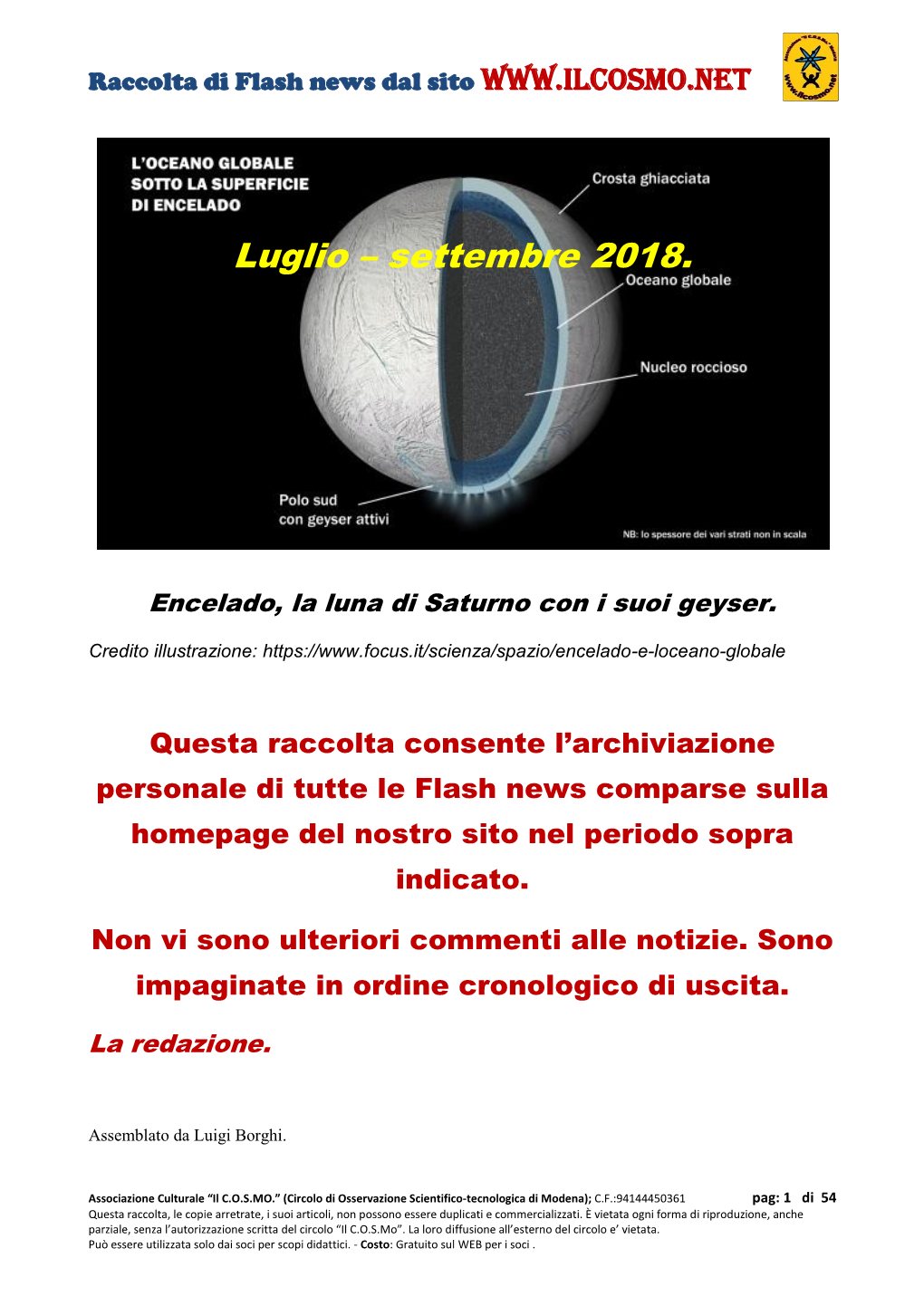 Luglio – Settembre 2018