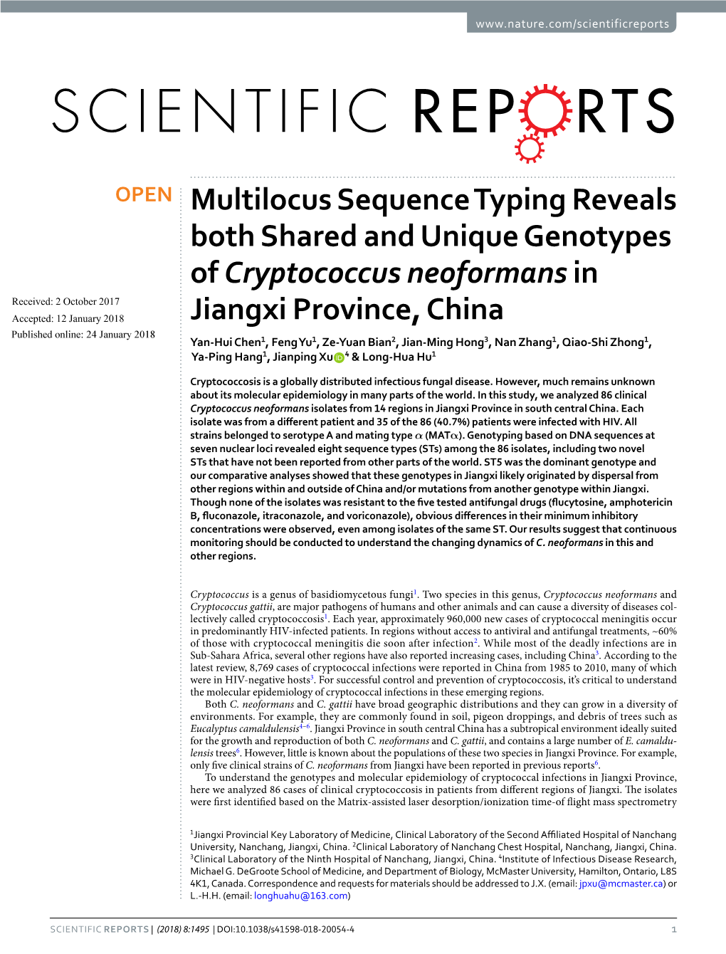 Multilocus Sequence Typing Reveals Both Shared and Unique