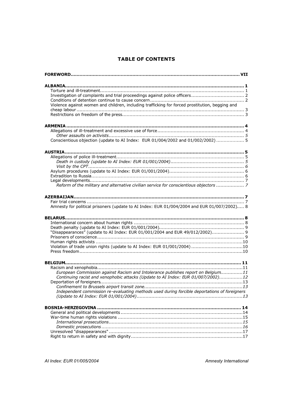 Table of Contents