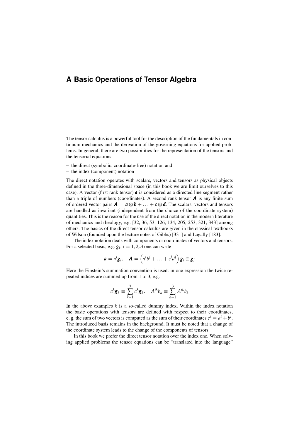 A Basic Operations of Tensor Algebra