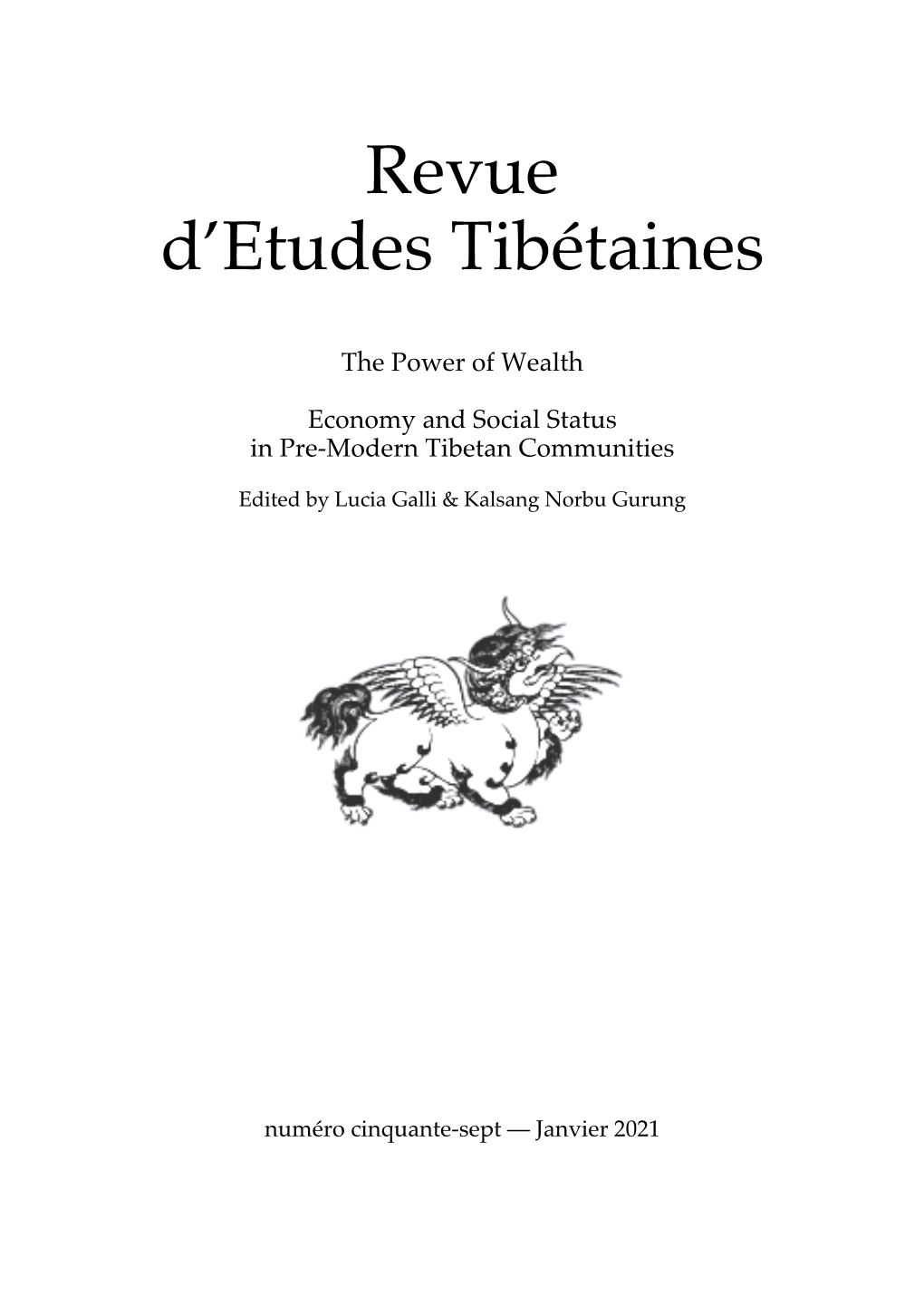 Revue D'etudes Tibétaines Est Publiée Par L'umr 8155 Du CNRS (CRCAO), Paris, Dirigée Par Sylvie Hureau