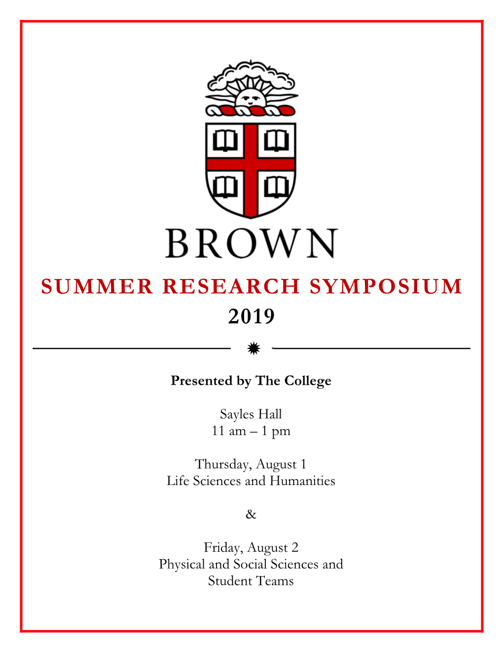 Summer Research Symposium 2019