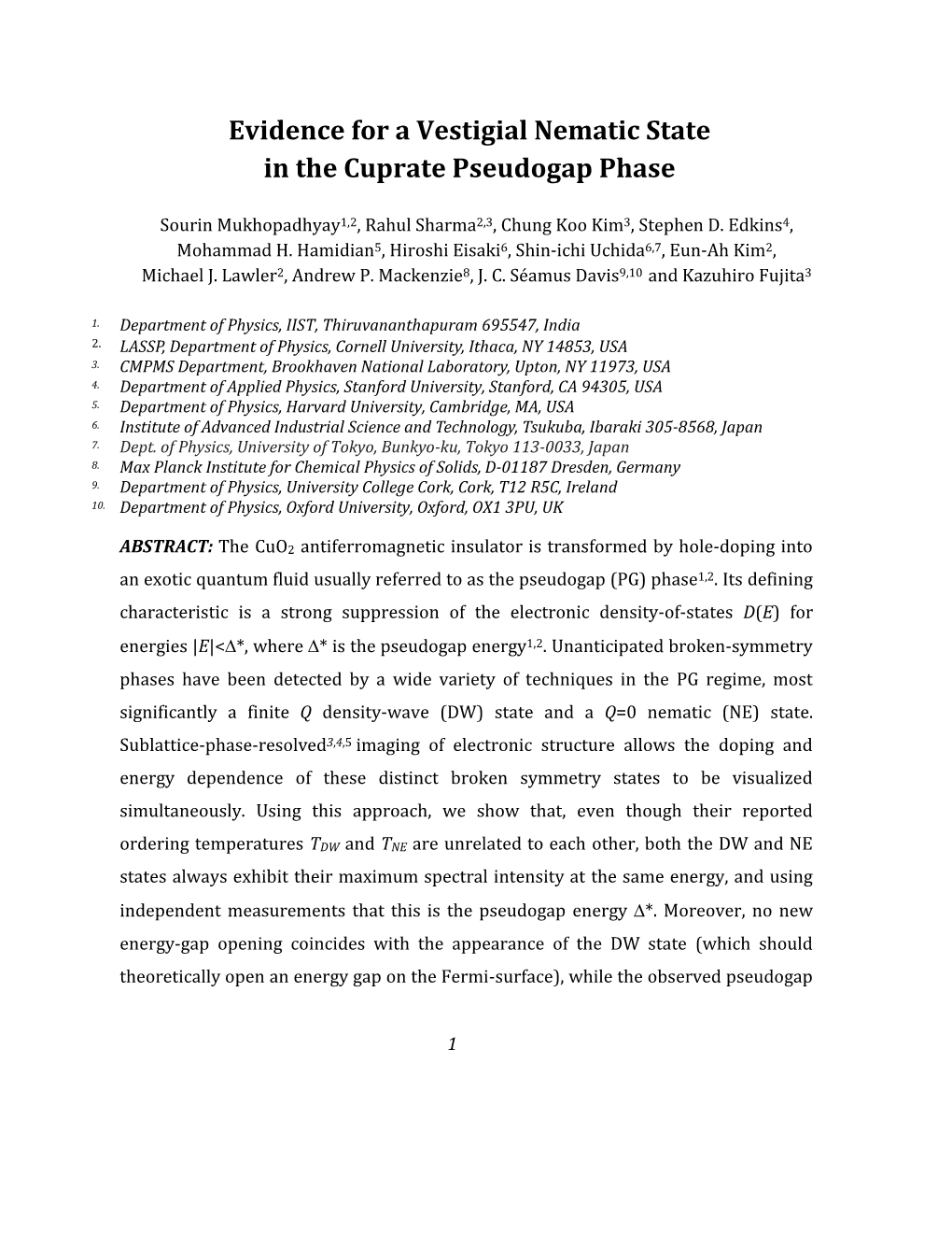 Evidence for a Vestigial Nematic State in the Cuprate Pseudogap Phase