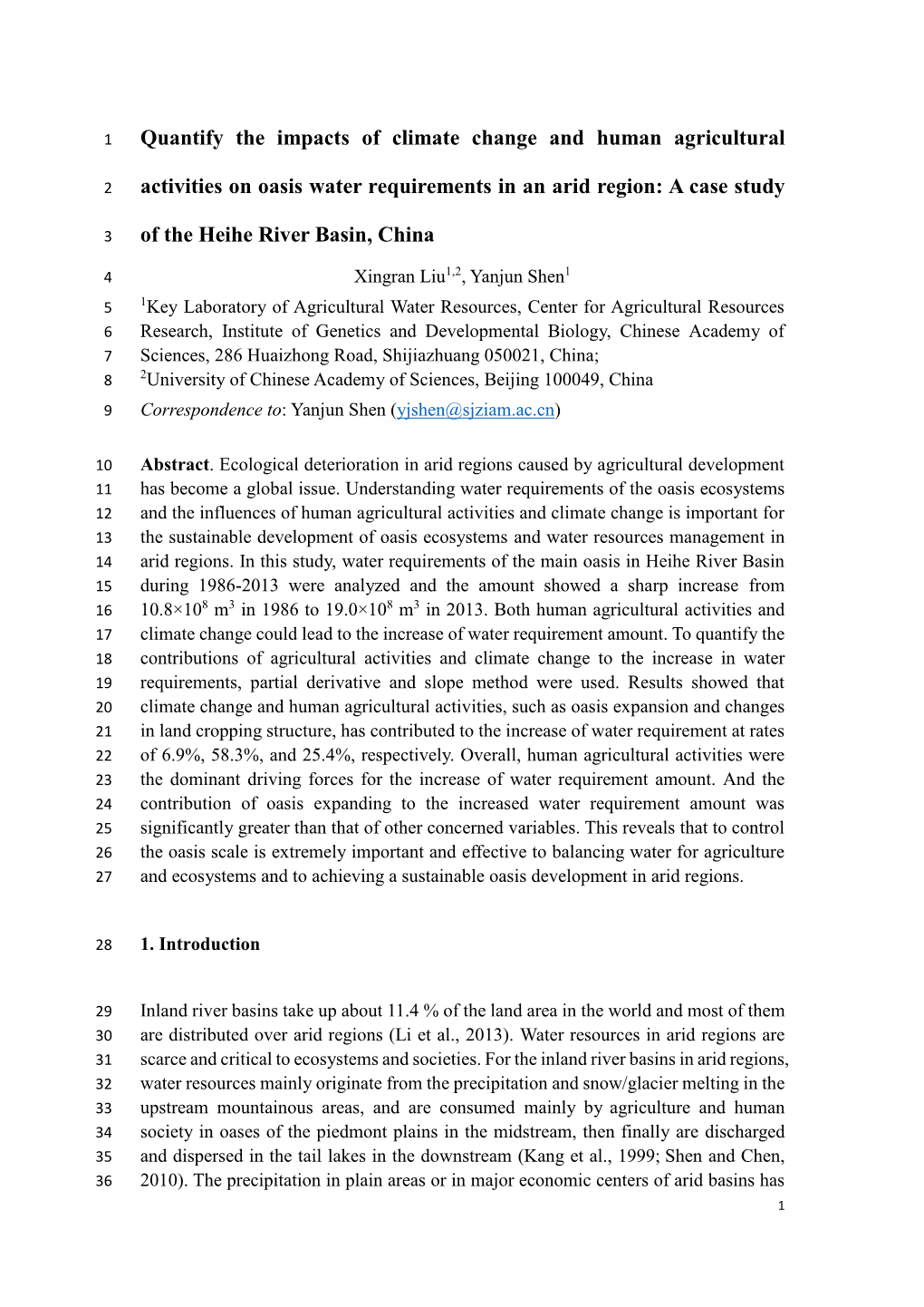 Quantify the Impacts of Climate Change and Human Agricultural