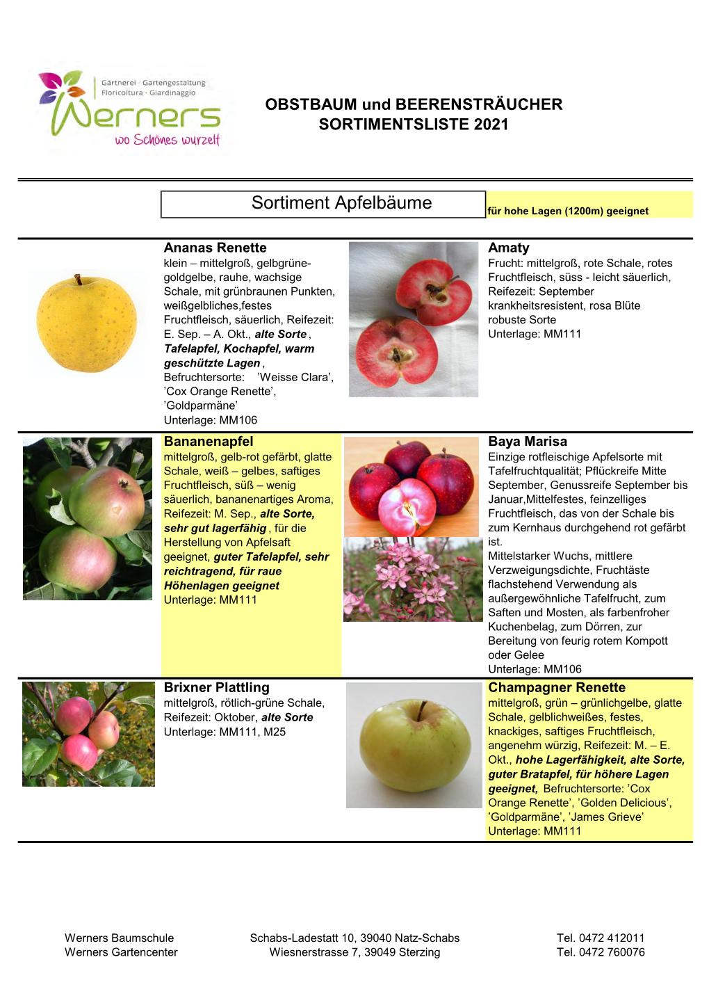 Obstsorten-Sortiment 2021