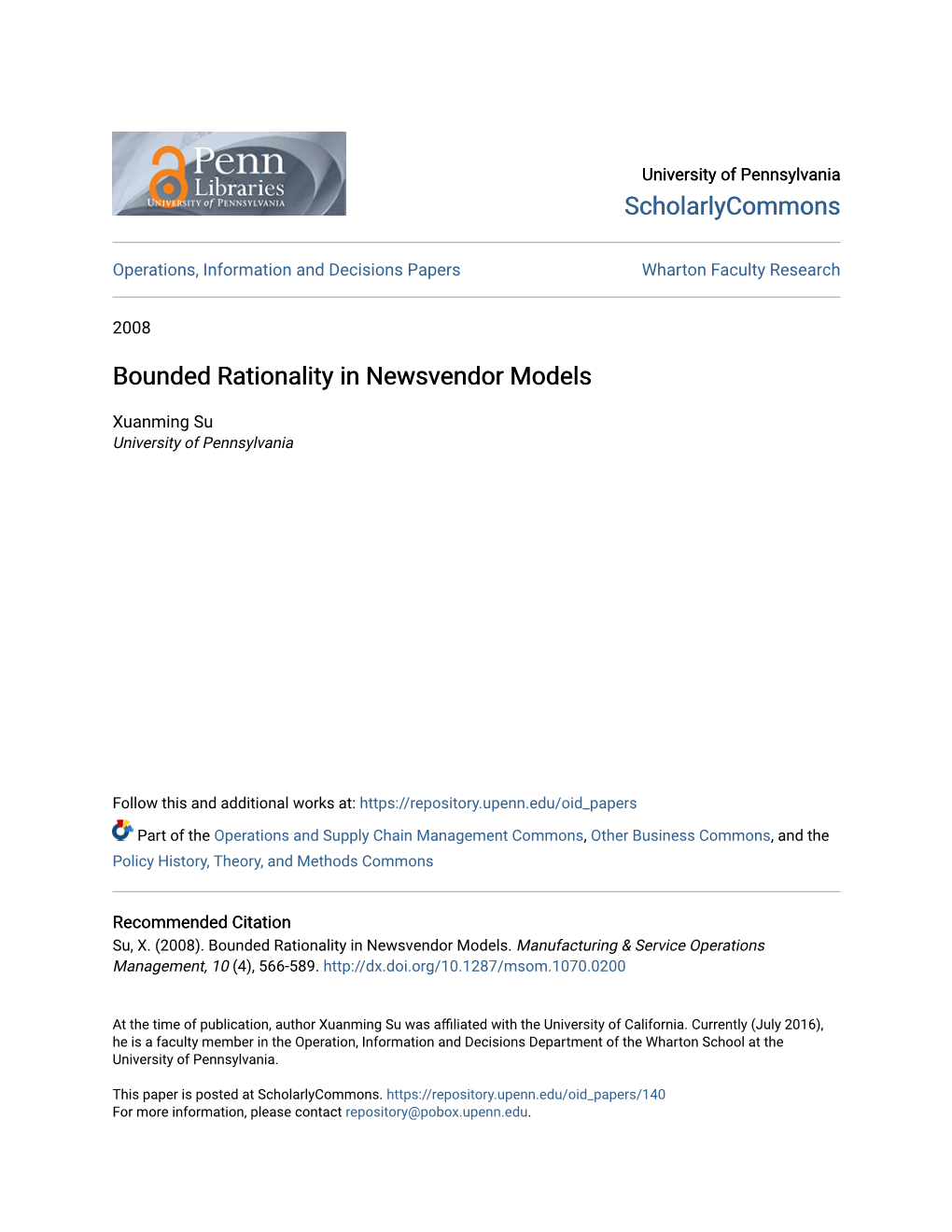 Bounded Rationality in Newsvendor Models