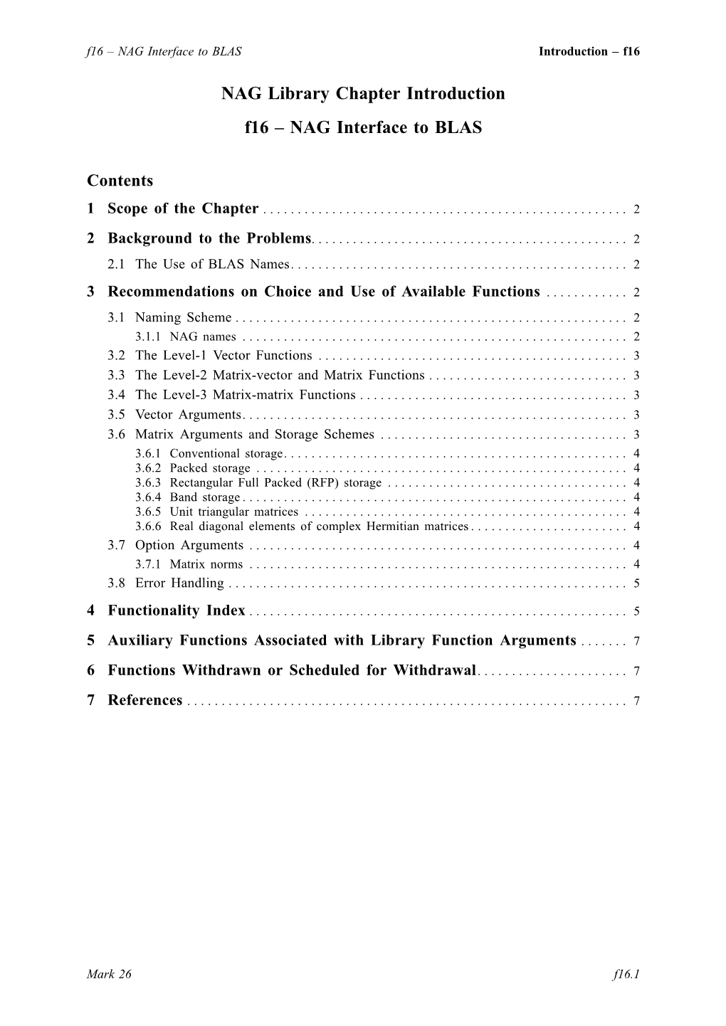 NAG Library Chapter Introduction F16 – NAG Interface to BLAS