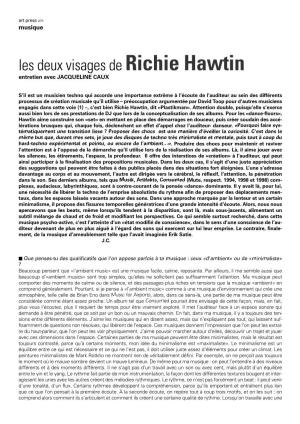 Richie Hawtin Entretien Avec JACQUELINE CAUX